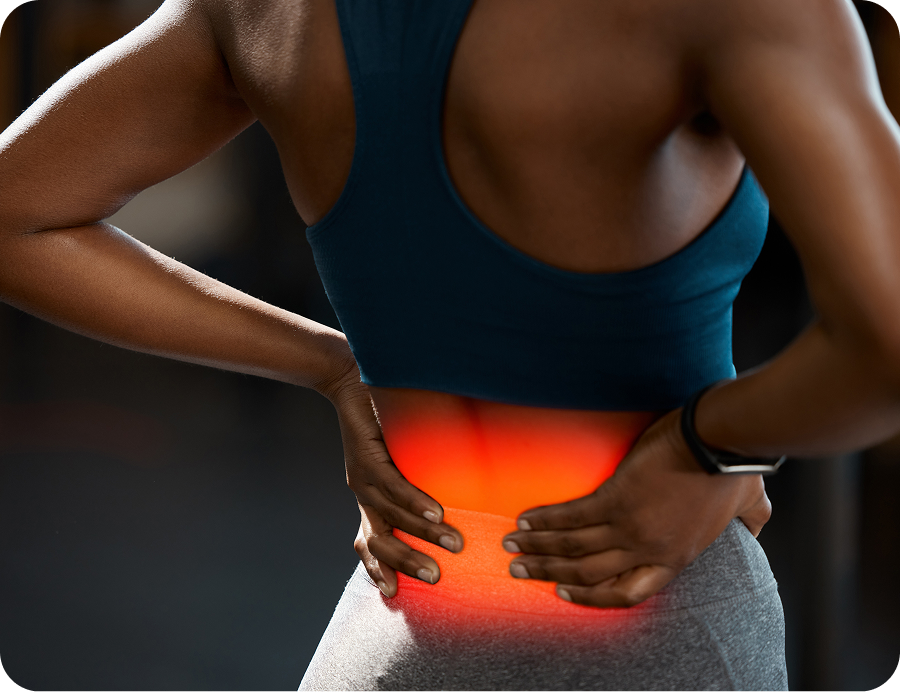 Back-pain and musculoskeletal strain visual with movement and recovery focus