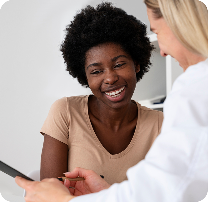 Practitioner discussing a care plan with a patient